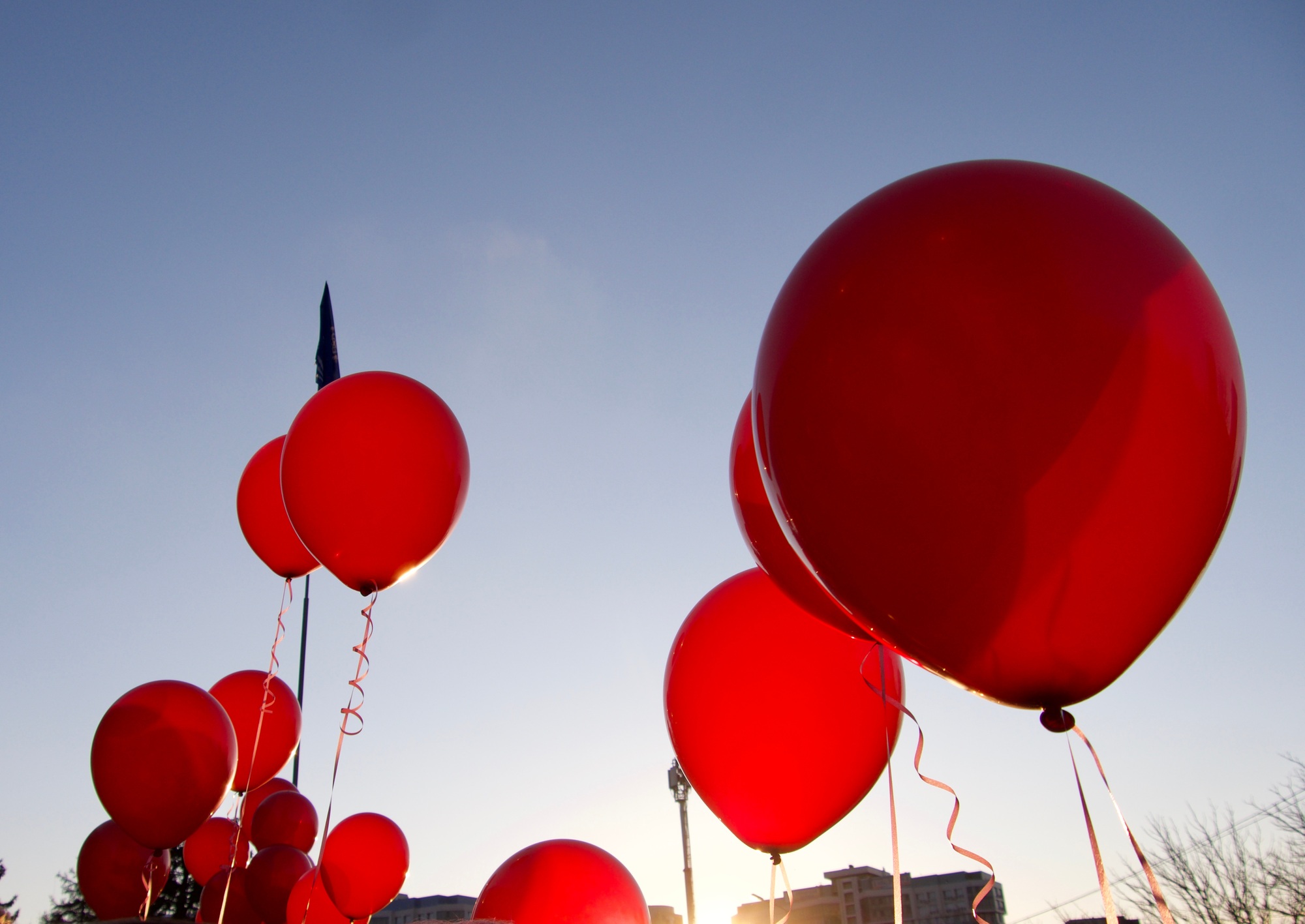 Keep calm red ballons on sky background